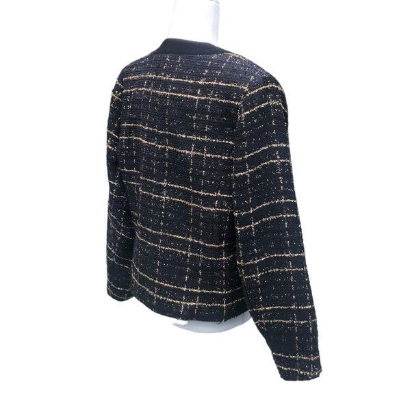 BIANCO NERO Black Gold Tweed Jacket NEW without Tag Size L - Picture 6 of 8